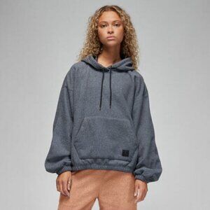 NWT AIR JORDAN Flight Fleece Oversized Hoodie Black Heather Womens Size Medium